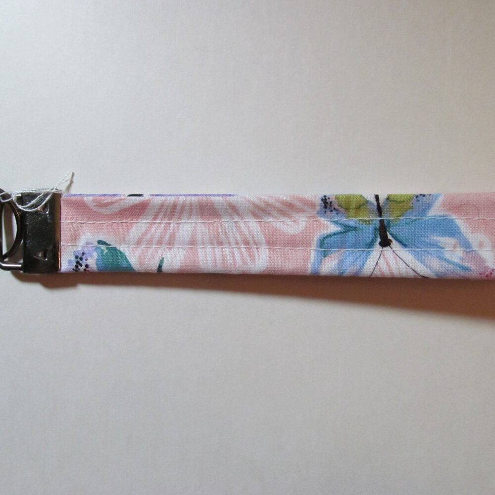 Pink Butterfly Wristlet Strap Keychain #14112026